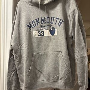 Men’s Vintage Jerzees Gray Monmouth University Hoodie Size Large